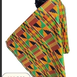 Colorful Kente Print Fabric Shawl - Vibrant African Pattern
